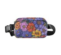 Marsupio multiuso da donna e uomo, con cinturino regolabile, motivo floreale, peonie, viola del pensiero, amaryllis blu reale, impermeabile, per viaggi, palestra, lavoro, 17, 1 Size