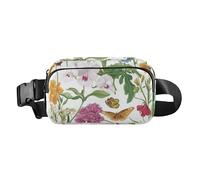 Marsupio multiuso da donna e uomo, con cinturino regolabile, motivo floreale, peonie, viola del pensiero, amaryllis blu reale, impermeabile, per viaggi, palestra, lavoro, 09, 1 Size