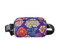 Marsupio multiuso da donna e uomo, con cinturino regolabile, motivo floreale, peonie, viola del pensiero, amaryllis blu reale, impermeabile, per viaggi, palestra, lavoro, 16, 1 Size