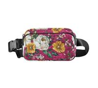 Marsupio multiuso da donna e uomo, con tracolla regolabile, con fiori rosa gardenia, rosmarino oro, impermeabile, per viaggi, palestra, lavoro, 15, 1 Size