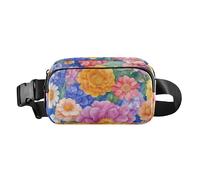 Marsupio multiuso da donna e uomo, con tracolla regolabile, con fiori rosa gardenia, rosmarino oro, impermeabile, per viaggi, palestra, lavoro, 16, 1 Size