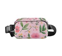 Marsupio multiuso da donna e uomo, con tracolla regolabile, con fiori rosa gardenia, rosmarino oro, impermeabile, per viaggi, palestra, lavoro, 02, 1 Size