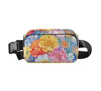 Marsupio multiuso da donna e uomo, con tracolla regolabile, con fiori rosa gardenia, rosmarino oro, impermeabile, per viaggi, palestra, lavoro, 14, 1 Size