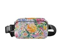 Marsupio multiuso da donna e uomo, con tracolla regolabile, con fiori rosa gardenia, rosmarino oro, impermeabile, per viaggi, palestra, lavoro, 07, 1 Size