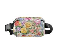 Marsupio multiuso da donna e uomo, con tracolla regolabile, con fiori rosa gardenia, rosmarino oro, impermeabile, per viaggi, palestra, lavoro, 08, 1 Size