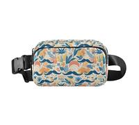 Marsupio multiuso nero e bianco con occhi malvagi con cinghia regolabile per viaggi, palestra, lavoro, Art Decor Baffi Pattern Retro Felice Festa del Papà, 1 Size