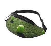 Marsupio natalizio blu con fiocco di neve per uomo e donna, alla moda, regolabile, per viaggi, sport, passeggiate, Palline da tennis sul campo da tennis in erba, Taglia unica