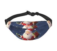 Marsupio natalizio con Babbo Natale per uomo e donna, alla moda, borsa a tracolla con tracolla regolabile, impermeabile, per viaggi, escursionismo, sport, nero, uno, Nero , Taglia unica