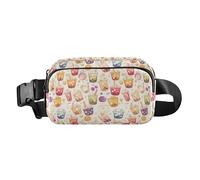 Marsupio natalizio con bacche di agrifoglio, unisex, alla moda, per ciclismo, escursionismo, palestra, Motivo Bubble Tea, 1 Size