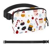 Marsupio natalizio con motivo cartone animato 188, per uomini e donne, marsupio con tracolla regolabile, alla moda, borsa a tracolla ovunque, per viaggi all'aperto, corsa, escursionismo, Multicolore
