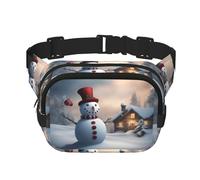 Marsupio natalizio con pupazzo di neve, unisex, alla moda, per allenamenti, corsa, viaggi ed escursioni, Nero , Taglia unica