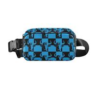 Marsupio natalizio invernale con alce rosso per donne uomini adolescenti elegante borsa a tracolla per shopping sport lavoro, Plaid Buffalo Blu Nero, 1 Size