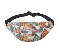 Marsupio natalizio magico con acquerello, per uomo e donna, alla moda, borsa a tracolla con tracolla regolabile, impermeabile, per viaggi, escursionismo, sport, Nero , Taglia unica