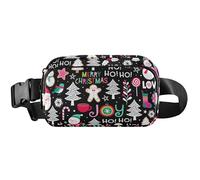 Marsupio natalizio nero da donna, impermeabile, con cintura carina, borsa a tracolla in vita, nero festivo, 20,3 x 13,5 x 5,8 cm, divertente e carino, nero natalizio, 8 x 5,3 x 2,3, Natale festivo