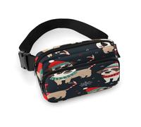 Marsupio natalizio per cani con cinghia regolabile, alla moda, per sport all'aria aperta, escursionismo, bianco, 20 x 13 cm, marsupio stampato