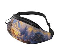 Marsupio natalizio regolabile in vita, borsa a tracolla stampata alla moda, bella casa unisex - borsa a mano libera alla moda per la vita del campus - 14 x 35 cm, A5, taglia unica, A5., taglia unica