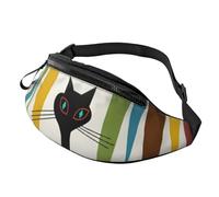 Marsupio natalizio tradizionale con gnomo, unisex, alla moda, regolabile, per viaggi, sport, passeggiate, Gatto di arte moderna di metà secolo, Taglia unica