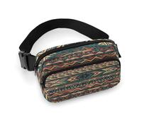 Marsupio nativo americano con cinghia regolabile Marsupio alla moda per sport all'aria aperta escursionismo, bianco, 20 x 13 cm, marsupio stampato