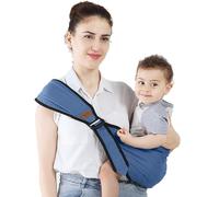 Marsupio Neonato 0-36 Mesi Baby Carrier Blu, Fascia Porta Bebe Regolabile 130-170 mm con Spallacci Anti Compressione, Tessuto Elastico Comodo per Movimento Bimbo, Cuscino Estendibile, Fino a 30 kg