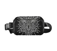 Marsupio nero astratto geometrico alla moda con cerniera per uomo donna multiuso con cinturino regolabile per viaggi, corsa, escursionismo, mariconeras de cintura para hombre, nero astratto, Totem