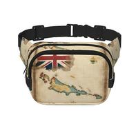 Marsupio nero con bandiera delle Isole Turks e Caicos Map01 stampa Carino Grande Nero Fanny Pack per le donne Cross Body Marsupio Nylon Fashion Fanny Pack, nero, Taglia unica