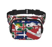 Marsupio nero con bandiera delle Isole Turks e Caicos Map03 stampa Carino Grande Nero Fanny Pack per le donne Cross Body Marsupio Nylon Fashion Fanny Pack, nero, Taglia unica