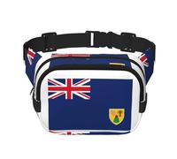 Marsupio nero con bandiera delle Isole Turks e Caicos stampa Carino Grande nero Fanny Pack per le donne Cross Body Marsupio Nylon Fashion Fanny Pack, nero, Taglia unica