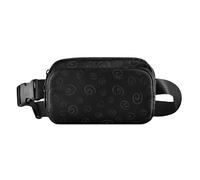 Marsupio nero con cerchi alla moda per donne e uomini, piccola cintura toracica con cinghia regolabile, per viaggi, palestra, lavoro, Cerchi neri di design, 1 size