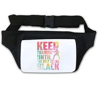Marsupio nero con scritta "Keep Training Until The Belt Turns" per arti marziali, colore: bianco
