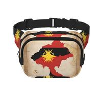 Marsupio nero con stampa della bandiera di Timor Est Map01 carino grande nero per le donne Cross Body Marsupio Nylon Fashion Fanny Pack, nero, Taglia unica