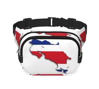 Marsupio nero con stampa della mappa della bandiera del Costa Rica carino grande per le donne Cross Body Marsupio in nylon alla moda marsupio, nero, Taglia unica