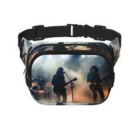 Marsupio nero con stampa musicale fumo, per donne e uomini, con cinghia regolabile, per viaggi, escursionismo, ciclismo