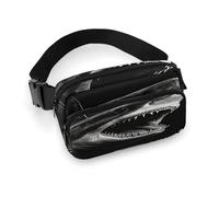 Marsupio nero con testa di squalo con cinghia regolabile Marsupio alla moda per sport all'aria aperta escursionismo, bianco, 20 x 13 cm, marsupio stampato