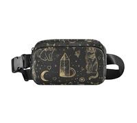 Marsupio nero e oro gotico con gatto dei tarocchi elegante per piccoli uomini d'affari Mini con cinturino regolabile per viaggi vacanze corsa accessori para correr mujer, gatto tarocchi gotici nero e