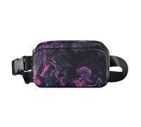 Marsupio nero e viola astratto arte grottesca carino marsupio per uomo donna mini marsupio cintura con cinghia regolabile per viaggi vacanze corsa, Arte grottesca astratta nera e viola, Taglia unica