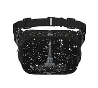 Marsupio Night Paris, Torre Eiffel, unisex, alla moda, per allenamento, corsa, viaggi, escursionismo, Nero, One Size