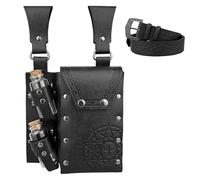 Marsupio nordico, marsupio for telefono con rivetti medievali for motociclette, in pelle PU for Harley e cosplay Mani libere(Svart)