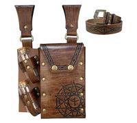 Marsupio nordico, marsupio for telefono con rivetti medievali for motociclette, in pelle PU for Harley e cosplay Mani libere(Bruin)