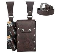 Marsupio nordico, marsupio for telefono con rivetti medievali for motociclette, in pelle PU for Harley e cosplay Mani libere(Dark Brown)