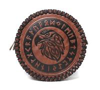 Marsupio nordico vintage in pelle PU medievale goffrato laterale marsupio per rievocazioni storiche e festival in pelle PU vita, Marrone, Bellezza di massa