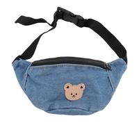 Marsupio per bambini con orso, in tela, piccolo, alla moda, con cerniera regolabile, motivo orso, per la vita quotidiana del bambino (azzurro), Azzurro chiaro