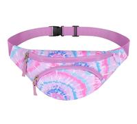 Marsupio per bambini e bambine, con cintura regolabile, per bambini, per bambini, viaggi, attività all'aperto, corsa, sport, età 2-4, 3-5, 4-6, 6-8, 6-9, blu dinosauro Fossil, Rosa Tie Dye