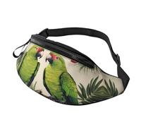 Marsupio per coppia di pappagalli verde oliva, grande marsupio alla moda per donne e uomini, tasche sicure con cerniera regolabile, per viaggi, feste, sport, corsa, escursionismo, uso quotidiano, 3D