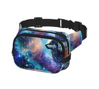 Marsupio per corsa, da donna, da uomo, a tracolla, marsupio per viaggi, allenamento, escursionismo, lupo nel cielo notturno, Multicolore, Taglia unica, Cintura per soldi