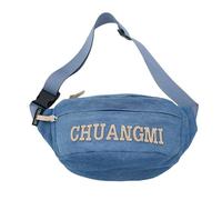 Marsupio per donna uomo moda lettera borsa a tracolla grande capacità marsupio denim marsupio marsupio casual, Azzurro, As pic shown