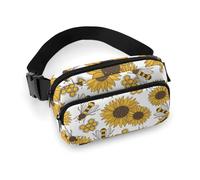 Marsupio per donne e uomini, a tracolla, con girasoli e api, piccole borse a tracolla per donne e uomini, marsupio per allenamento, corsa, viaggi, con cinghia regolabile
