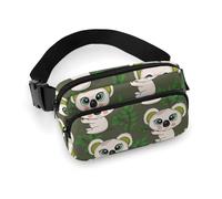 Marsupio per donne e uomini, a tracolla, con motivo a foglie verdi, grandi occhi, koala, piccole borse a tracolla per donne e uomini, marsupio per allenamento, corsa, viaggi, con cinghia regolabile