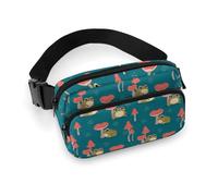 Marsupio per donne e uomini, a tracolla, con rana e funghi, una piccola borsa a tracolla per donne e uomini, marsupio per allenamento, corsa, viaggi, con cinghia regolabile