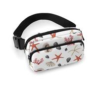 Marsupio per donne e uomini, a tracolla, con stelle marine rosse, conchiglie, corallo, piccole borse a tracolla per donne e uomini, marsupio per allenamento, corsa, viaggi, con cinghia regolabile