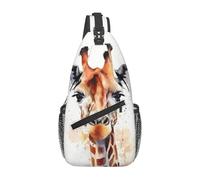 Marsupio per donne e uomini, alla moda, con animali ad acquerello, giraffa, zaino con cintura regolabile, marsupio per viaggi, sport, corsa, escursionismo, marsupio, nero, taglia unica